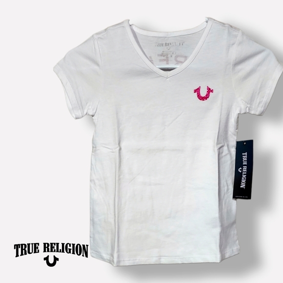 NWT True Religion Glitter Logo girls Tshirt - Picture 1 of 4